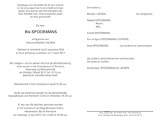 Overlijden Rik Spoormans.